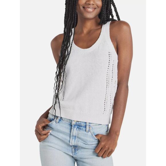SPLENDID TOP WOMENS SIZE LARGE ALLY SCOOP NECK COTTON SWEATER TANK WHITE NEW - Picture 1 of 12